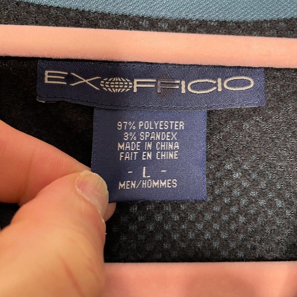 Exofficio Large Mens Blue Long Sleeve Collared Snap Front Shirt Jacket - Picture 3 of 6